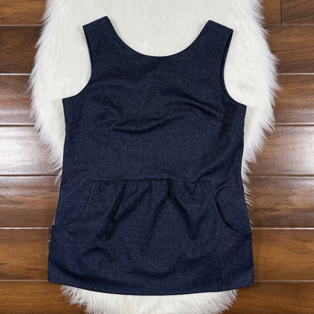 Jude Connally Size Small Navy Faux Denim Millie Sleeveless Pocket Tunic Top